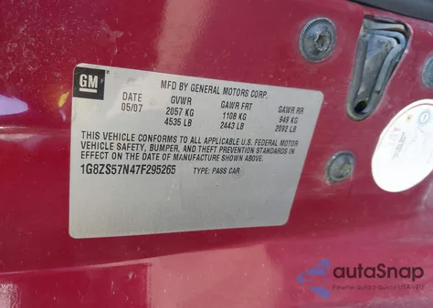 2007 Saturn Aura Xe из США, поврежденный, VIN 1G8ZS57N47F29526